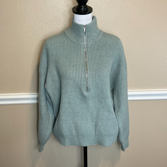 Icone Par Simons Womens Mint Sz M Sweater Ribbed Oversize Cozy Mock Turtleneck - Picture 2 of 12